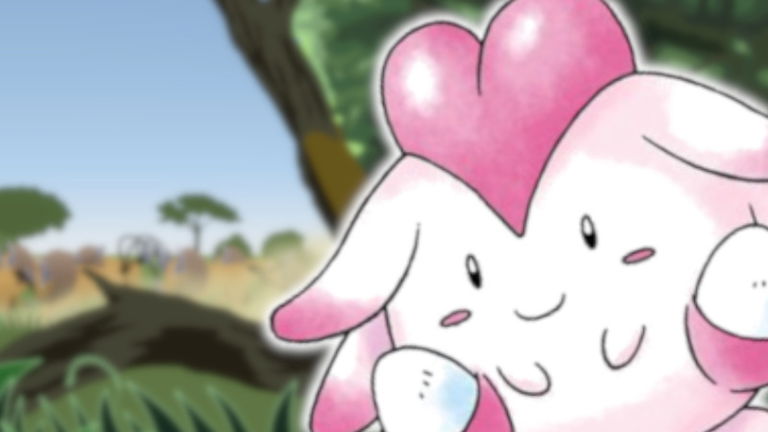Así era el Pokémon Blissey en su versión original: una cabeza de corazón y dos huevos para incubar