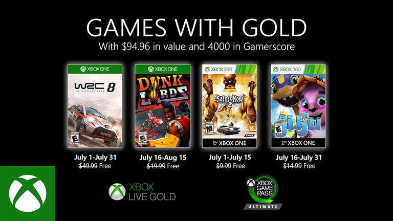Estos son los Games with Gold de julio