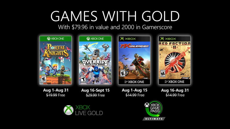 Anunciados los Games with Gold de agosto de 2020