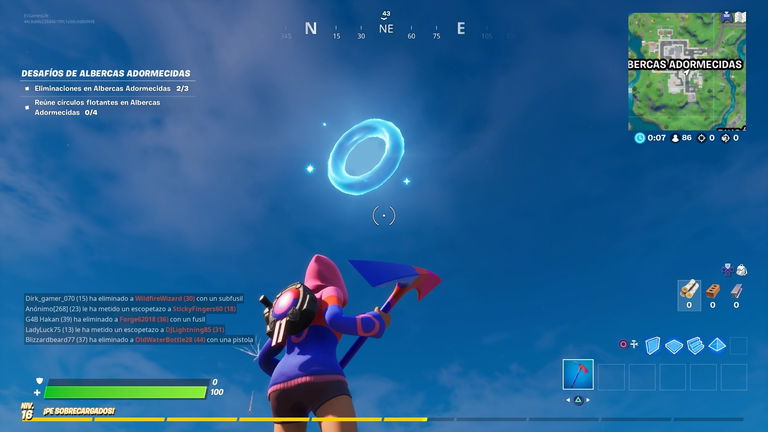 Cómo completar el desafío reúne círculos flotantes en Albercas Adormecidas de Fortnite