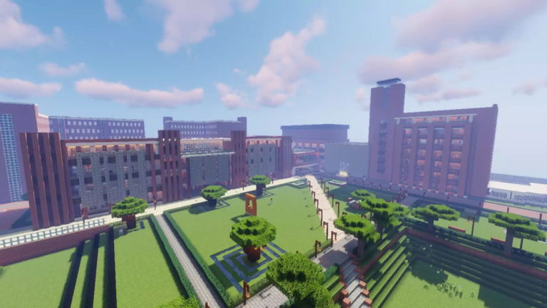 Unos estudiantes recrean su universidad en Minecraft