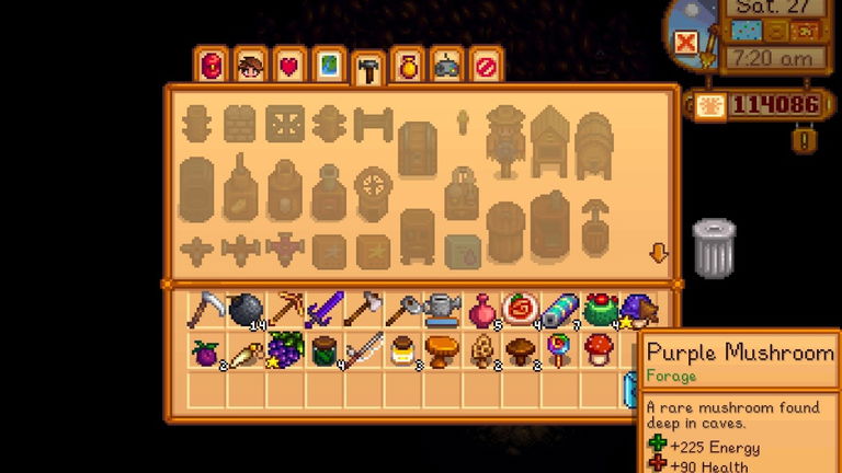 Tipos de objetos consumibles para fabricar en Stardew Valley
