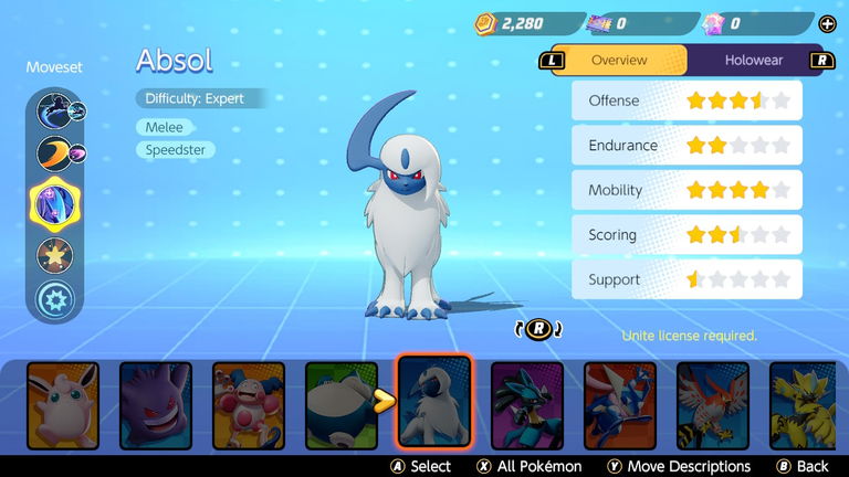 Cómo jugar con  Absol en Pokémon UNITE