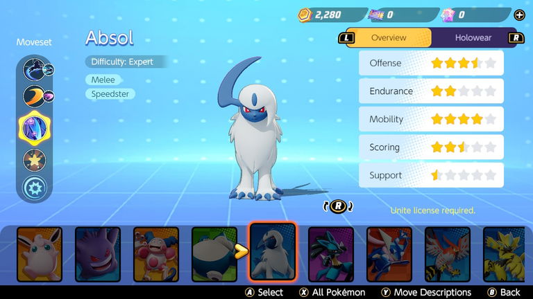 Cómo jugar con Absol en Pokémon UNITE