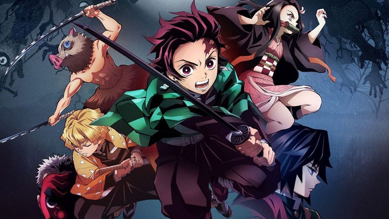 personajes principales de kimetsu no yaiba agrupados con sus respectivas armas