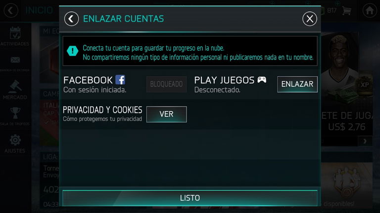 Cómo vincular tu cuenta con Facebook y Google en FIFA Mobile