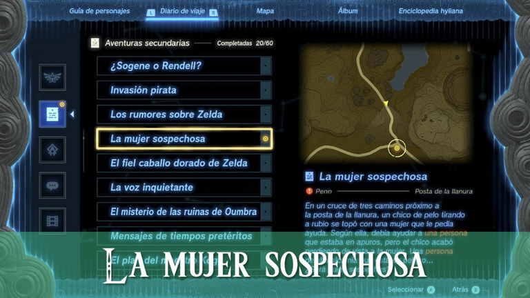 Completar "La mujer sospechosa" en Zelda: Tears of the Kingdom