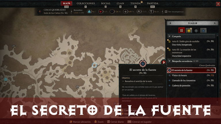 Completar "El secreto de la fuente" en Diablo IV