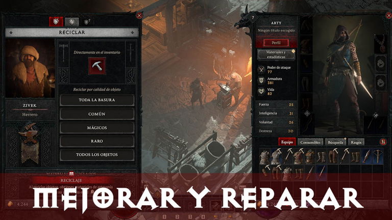Cómo mejorar y reparar nuestro equipamiento en Diablo 4