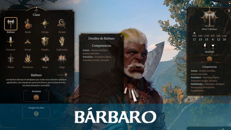 Bárbaro en Baldur's Gate 3: competencias y rasgos de clase