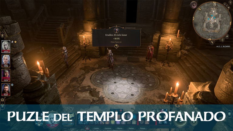 Solución al puzle de la luna en el templo profanado de Baldur's Gate 3