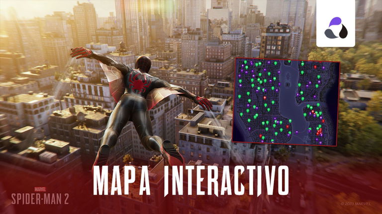 Acceso al mapa interactivo de Spider-Man 2 con todas las actividades y coleccionables