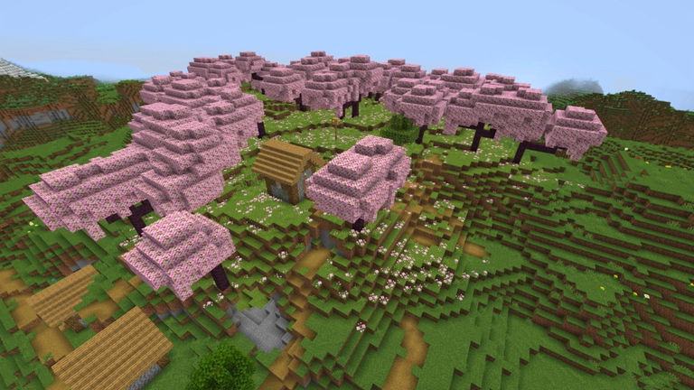 Un jugador de Minecraft descubre una impresionante localización llena de cerezos en flor