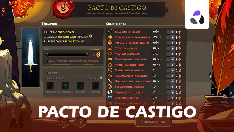 Cómo funcionan los pactos de castigo y calor en Hades y sus recompensas