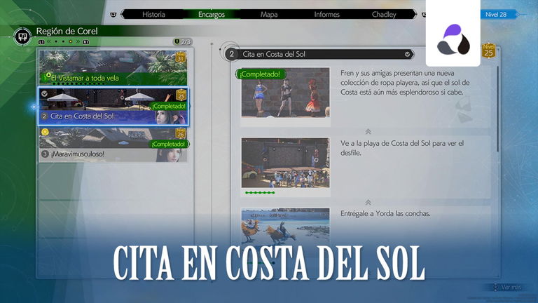 Final Fantasy VII Rebirth: completar Cita en Costa del Sol y recompensas