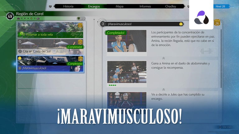 Final Fantasy VII Rebirth: completar ¡Maravimusculoso! y recompensas