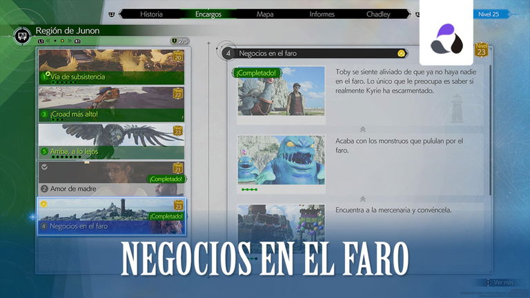 Final Fantasy VII Rebirth: completar Negocios en el faro y recompensas