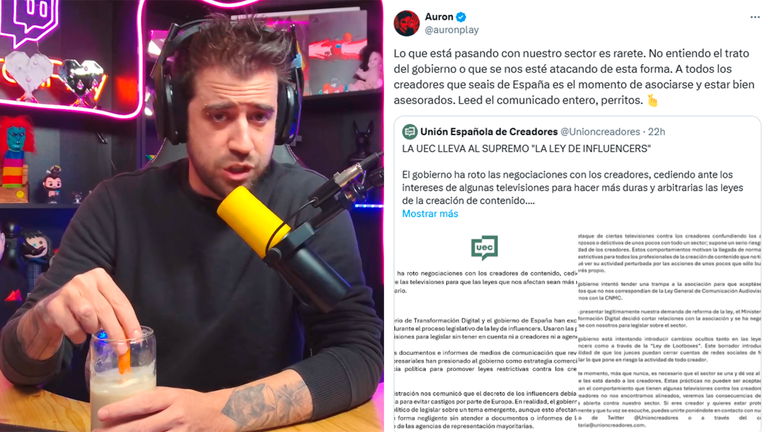Auronplay levanta la voz en redes por la "Ley de influencers" y afirma que lo que está pasando "es rarete"