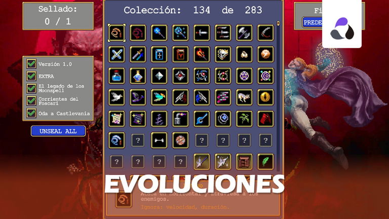 Todas las evoluciones de armas en Vampire Survivors y cómo conseguirlas